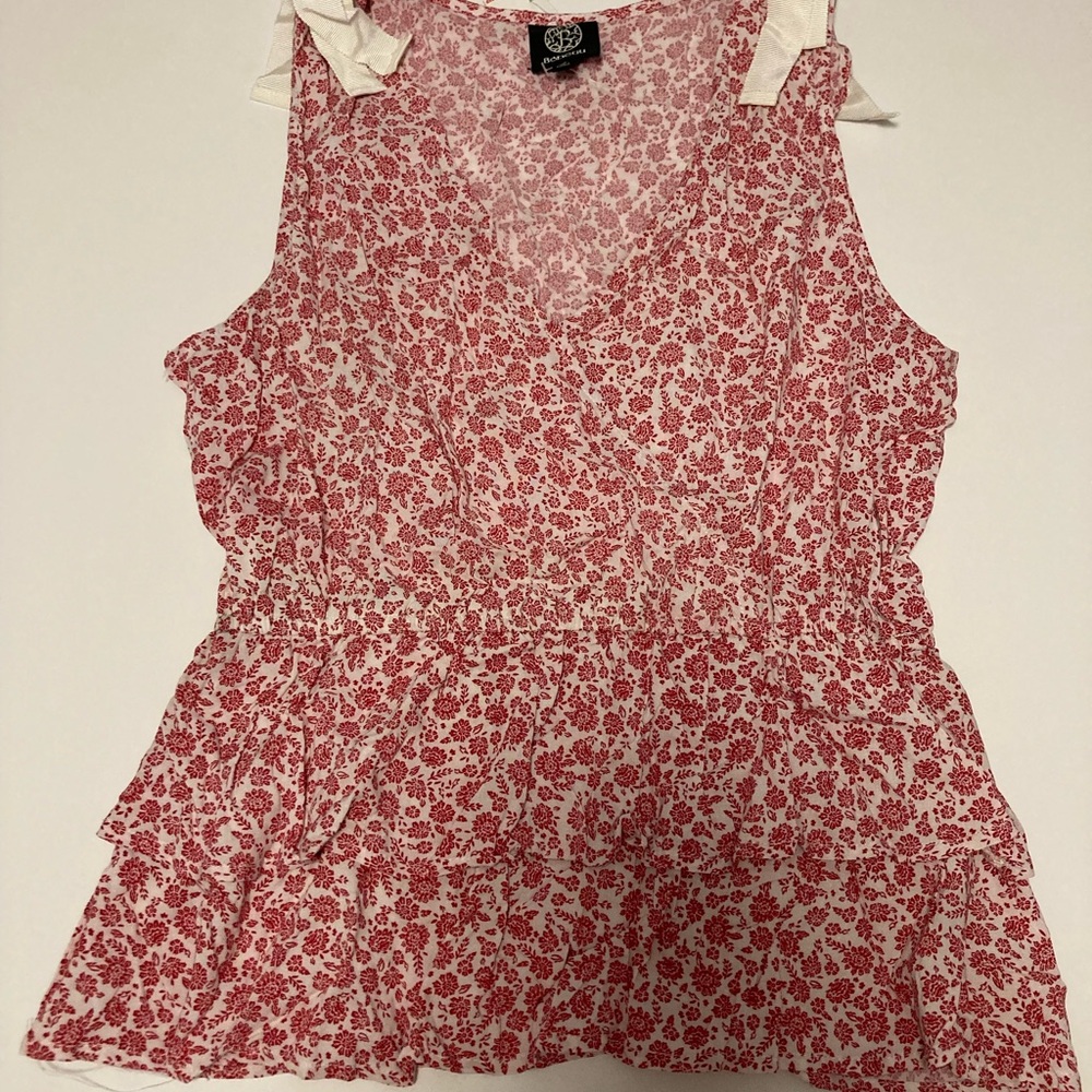 Bobeau Red Floral Sleeveless Blouse